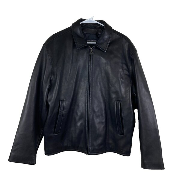 Robert Comstock  Mens sz 42 Buttery Soft Black Leather Jacket Bomber - Picture 1 of 8